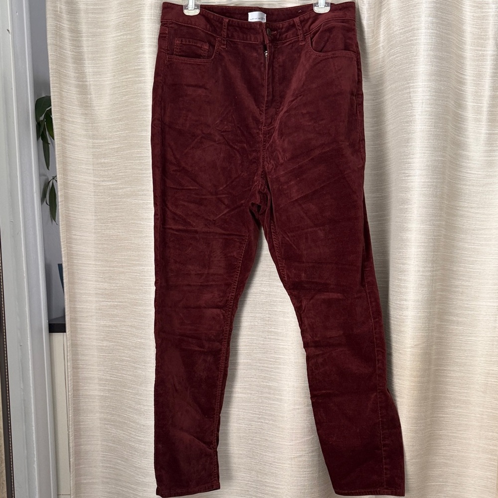 LOFT Deep Red Straight Leg Corduroy Pants